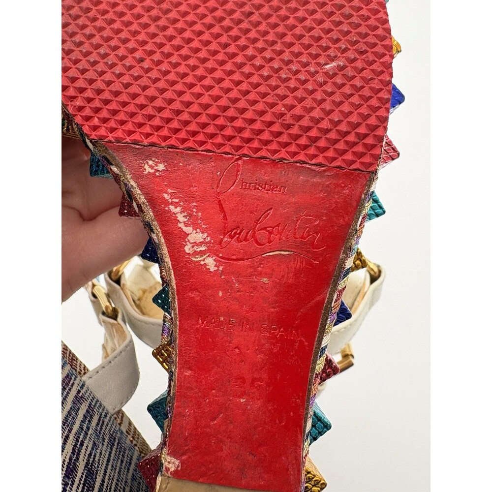 Christian Louboutin Multicolor Rainbow Leather Cataclou Espadrille Wedges EU 35 - Picture 11 of 11